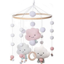 Baby Mobile, Musical Mobile for Baby Girl's Crib, Wooden Baby Crib Mobile, Baby Crib Bells