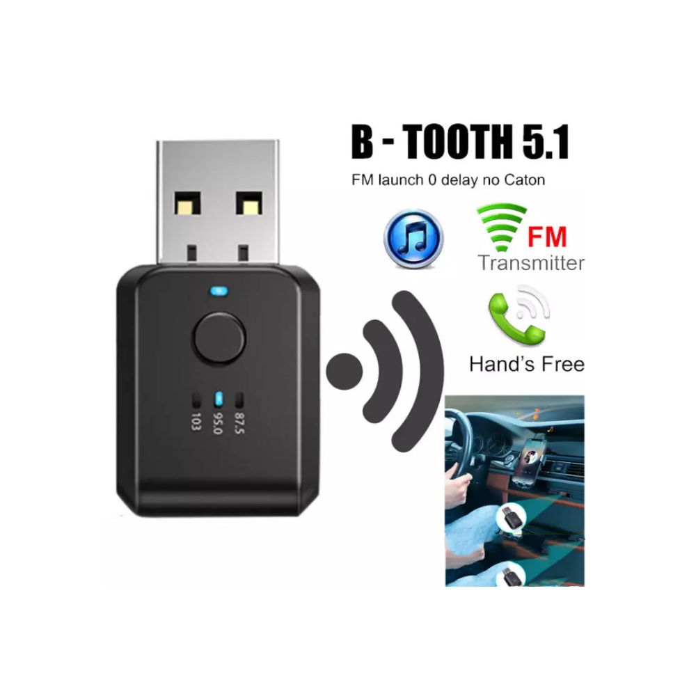Bluetooth 5.0 Wireless Car Fm Transmitter Aux Stereo Audio Receiver Adapter Usb 6951617012297