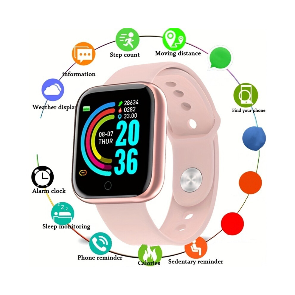 (Pink) Smart Watch Sport Wristband Fitness Monitoring Track Heart Rate Call And Message Remind Men Smartwatch Woman Pink 4017648534152