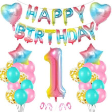 1st Birthday Girl Balloon Decoration, Pink Number 1 Balloon, 1 Year Old Girl Balloon - ECTEATOY