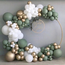 DIY Garland Kit - 137 Pieces - Sage Green + Matte White + Gold Chrome - Party Decoration - Birthday