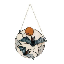 Acrylic bat-shaped Halloween hanging decorations, indoor decoration (16cm x 16cm x 2cm, A-white)