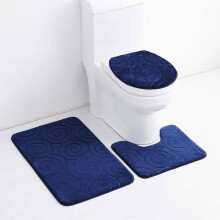 Bathroom mat - ANNEFLY - 3 pieces - Non-slip - Blue - Washable