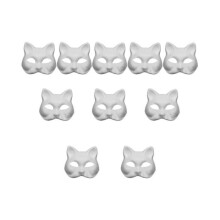 DIY Unpainted Cat Masks Decoration Pack, White Cat Masks, Blank Mask for Christmas Party Decorations