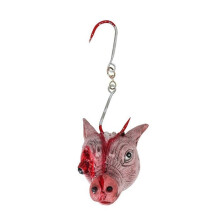 Bloody Latex Pig Head Hanging Decoration 17cm - White Halloween Table Decoration