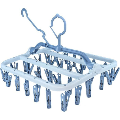 Sock Drying Rack, Hanging Clothes Drying Rack with 32 Windproof Clips, for Socks, Underwear