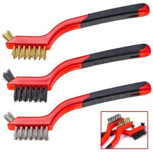 Metal Brushes - 3 pieces, Nylon/Brass/Stainless Steel Bristles, Cleaning Brush - 7 inch
