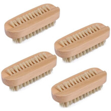 Double-sided bath brush, foot stone brush, lotus wood bristle shoe brush (6 pieces)