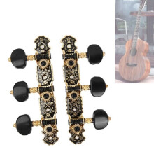 Mechanical heads - Rustproof - Classical guitar - Metal and plastic - 3L 3R - Black and gold
