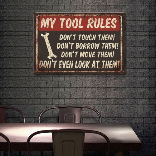 Frameless Retro Tin Sign, Round Corners