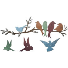 1 Set Metal Birds Wall Art Birds Branch Wall Decoration Hanging Leaf Iron Tree Sculpture Bird Silhouette Ornament