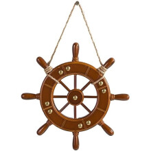 Baoblaze Mediterranean Wind Decoration Wooden Flying Craft Art Wall Hanging Rudder Vintage Home Ornament - 23cm [615]