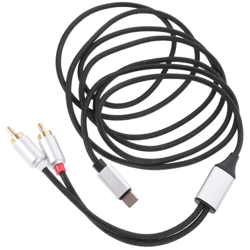 1USB C À Rca Câble Audio Stéréo Blindé Aluminium Noir Pour