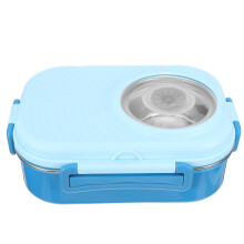 1Lunch Box 3 Compartiments Bol Soupe Couverts Bleu