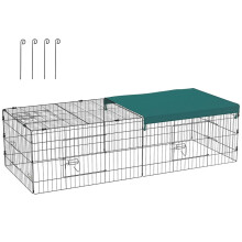 Recinto para pequenos animais, área externa para animais, recinto para coelho anão, 185 x 75 x 50 cm, verde + preto