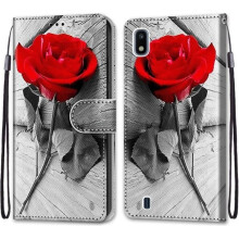 Case for Samsung Galaxy A10, Protective PU Leather Wallet Case with Magnetic Closure and Stand, Rose Red