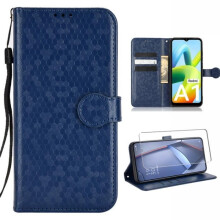 Leather Case for iPhone 14 Plus 6.7" - NOBRAND - Blue Hexagonal Pattern - Soft Case - Magnetic Closure
