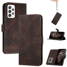 For Samsung Galaxy A52s 5G-A52 4G-5G 6.5" PU Leather Case, Retro Frosted Style Phone Cover, Dark Brown YXDD01
