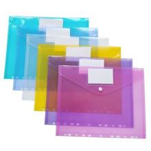 24 A4 Document Pockets with Closure - 6 Colors - Wallet-Style Pockets for Filing Documents with Label Pockets