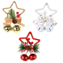 Christmas Bell - Christmas Decoration - 2 Hanging Bells - Red, White, Gold - 14x10cm