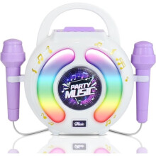 Karaoke Machine with 2 Wireless Microphones for Children Ages 4-12, Portable Bluetooth Karaoke with Magic Voice Changer and LED
