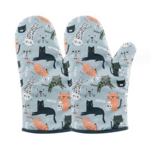 Oven gloves - Cat design - Heat resistant - 27x13.5 cm - 2 pieces - Kitchen