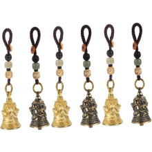 6-Piece Bell Charm Keychains, Vintage Chinese Feng Shui Bell Decor, Charm Pendant Keychain Accessories