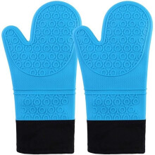 2-Piece Silicone Oven Gloves, Heat Resistant up to 230C, Extra Long Non-Slip Silicone Oven Mitts