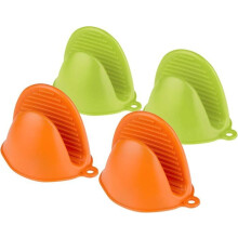 Silicone oven mitts, 4 silicone oven mitts, silicone oven mitts, mini oven, heat-resistant oven mitts (green + o