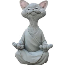 Buddha Cat Statue, Yoga Buddha Zen Cat Meditation Cat Statue, Happy Cat Buddha Zen Cat Statue Outdoor Lawn Decoration