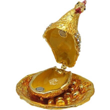 Laying Hen Sculpture, Metal Inlaid Decoration, Symbol of Wealth for Office Ornament