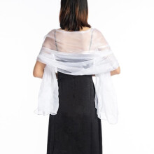 Women's Chic Wedding Scarf - Shawl - Snood - Shimmering Gold Evening Ceremonies Parties White