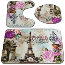 3-Piece Non-Slip Bath Mat Set, Non-Slip Contour Mat + Toilet Seat Cover + U-Shaped Mat 50x80cm [3682]