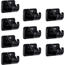 Set of 10 self-adhesive, drill-free curtain rod brackets for curtain rods, curtain rod hooks, black