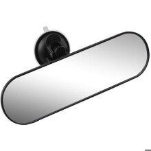 Rearview mirror, universal interior rearview mirror for cars and trucks, suction cup, 220 x 65 mm – Black