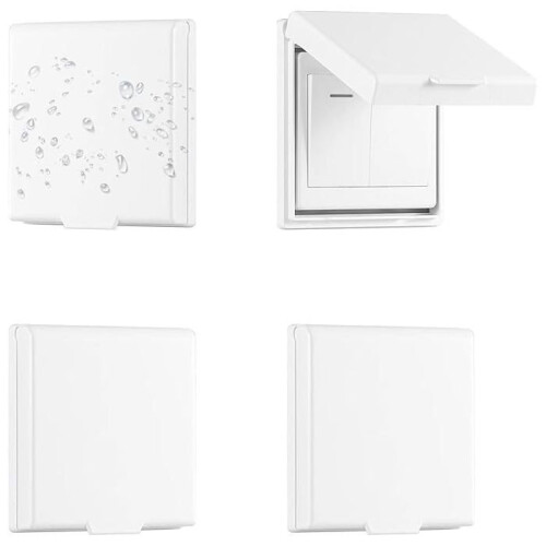 4-Piece Self-Adhesive Wall Switch Cover, Type 86 Reversible Waterproof Wall Socket Cover, White