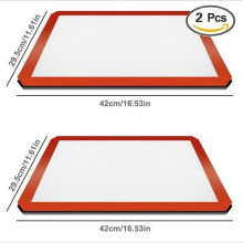 MARGUERAS 2PCS Reusable Non-Stick Silicone Fiberglass Baking Mat for BBQ Pastry