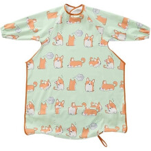Baby Long Sleeve Bib - Green - For 6 months and over - Waterproof and Water Resistant