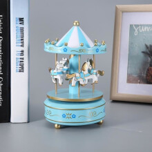 VVIKIZY Carousel Music Box - Pink and Blue - For Children - Christmas, Wedding, or Birthday Gift - 18 x 10.8 cm