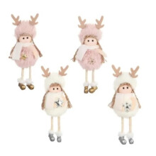 Plush Toy - Christmas Decoration - Hanging Angel - Pink and White - 4 Pieces - Decorative