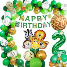 Jungle Decorations for a 2-Year-Old Boy's Birthday Party, Safari Birthday Party for a 2-Year-Old Boy, Animal Birthday Balloons for