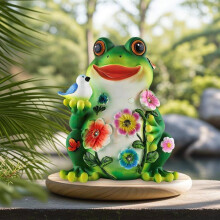 Outdoor solar lamp, 20cm illuminated garden frog statue, ideal for yard, lawn or porch