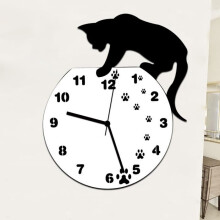 Tofern 3D Cat Pendulum Wall Clock, Silent DIY Decoration, Ideal for Bedroom, Living Room, Kitchen, Office, Animal Cat with Footprints
