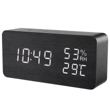 Digital Alarm Clock, LED Alarm Clock with Adjustable Brightness, Temperature and Humidity Display