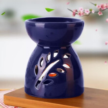 Essential Oil Burner - Aromatherapy Lamp - Ceramic - Royal Blue - With Candle Spoon