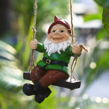 Outdoor Garden Decoration - Waterproof Resin Hanging Lawn Garden Ornament - Little Man on a Swing
