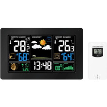 LCD Weather Station Alarm Clock Indoor/Outdoor Temperature and Humidity Monitor Moon Phase