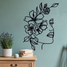 Abstract metal wall art for a woman - Minimalist silhouette - Decorative wrought iron painting - Black wall decor