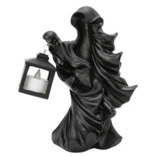 Garosa Garden Statue LED Halloween Ornament Resin Witch Sculpture Lantern Statue for Festivals