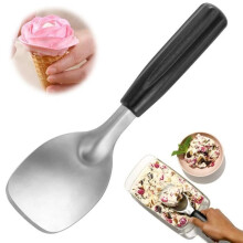 Ice Cream Scoop - Commercial Grade - Stainless Steel - Plastic Handle - 24x7.1cm - Black
